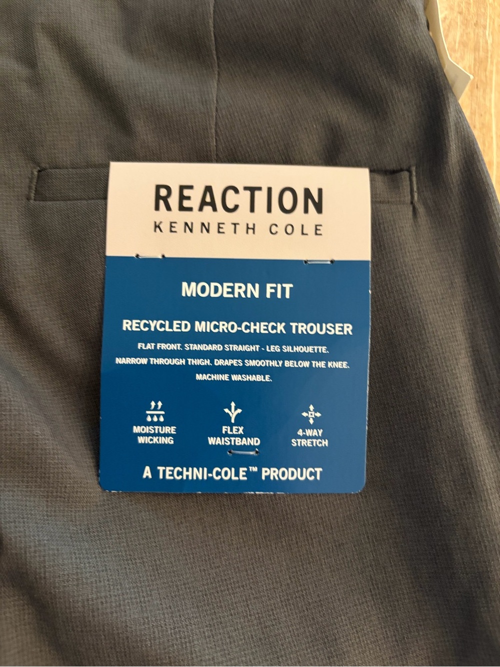 Kenneth Cole Reaction Modern Fit Dress Pants 36X32 Charcoal Stretch Trousers NWT - Picture 9 of 13